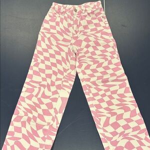 PacSun Pink and White Patterned 90’s boyfriend jeans